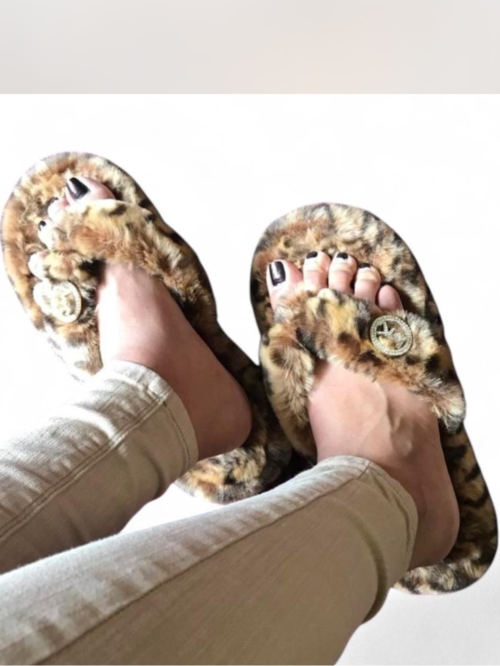 Michael Kors furry Leppard slippers 10 - Picture 3 of 5